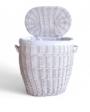Coș din nuiele de răchită alb cu capac pliabil și interior din bumbac - imagine 2