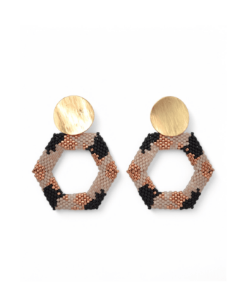 Cercei hexagon din mărgele negre